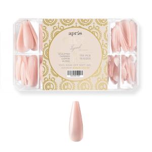 2 x APRS x Chaun Legend Neutrals "LEGEND" Gel-X Box Of Nail Tips, Exclusive Sculpted, 10 Sizes 0-9, Soft Gel Tip Box (150pcs) (Sculpted Tapered Coffin Extra Long, 150 pcs)