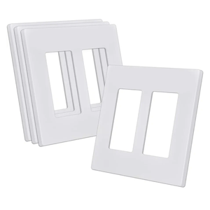 CML Screwless Decorator Wall Plate, 2 Gang Outlet Covers, 4 Pack Decorative Light Switch Plates, Hidden Screw Smooth Face, Standard Size 4.68” X 4.72”, UL Listed, White