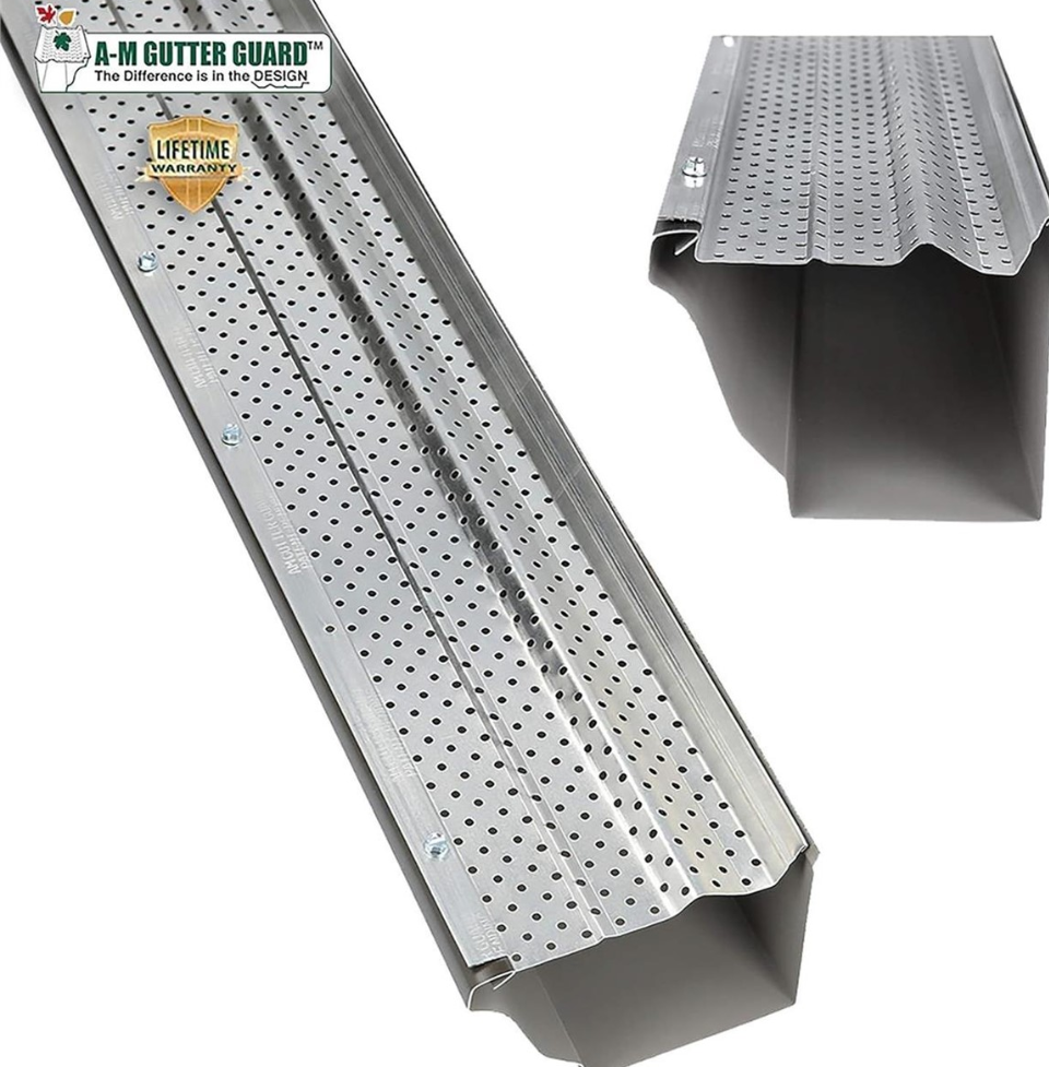 A-M Gutter Guard - Heavy Duty Lifetime Quality Aluminum Leaf & Debris Protection for 5-inch and 6-inch (5 Inch-100 Feet, Mill Finish) - Made in The USA