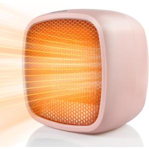 Portable Space Heater, YOUCIDI 1000W/800W Ceramic Electric Heater, Compact Small Warmer, Heat Up in 2 Seconds, Safe and Quiet for Office Room Desk Indoor Use (Pink)