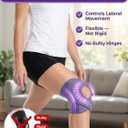Light Hinged Knee Brace for Women, Strong Adjustable Compression Knee Brace, Quick Wrap Around Patella Support with Side Stabilizers for Meniscus Tear, Arthritis (Purple, M)
