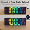 JALL 16.2" Large Digital Wall Clock with Bluetooth Sync, RGB Digital Clock Large Display with Auto DST, Wall Clock for Classroom Bedroom Gym Office, Led Clock for Seniors (Black)