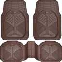 CAR PASS Heavy Duty Car Floor Mats, All Weather Car Mats Full Set, Universal Automotive Mats 3 Pieces Trim to Fit for Sedans SUVs Trucks, Deep Dish Waterproof Anti-Slip Rubber Floor Mats 3pcs, Brown