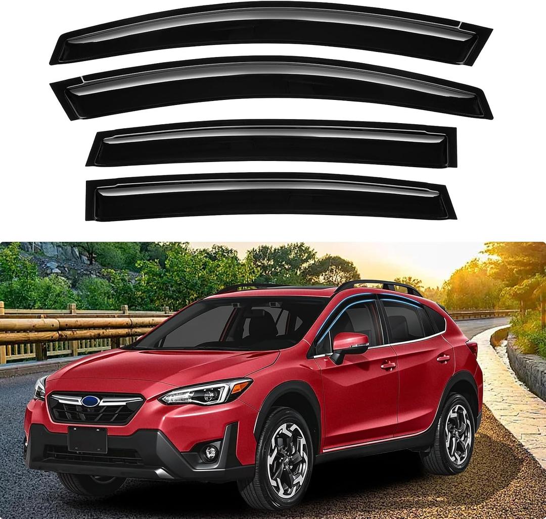 Crosstrek Rain Guards - Window Visors for Subaru Crosstrek 2018-2023/Subaru Impreza Hatchback 2017-2023, Out-Channel Side Window Rain Guards for Impreza, 4PCS, Black, Car Accessories