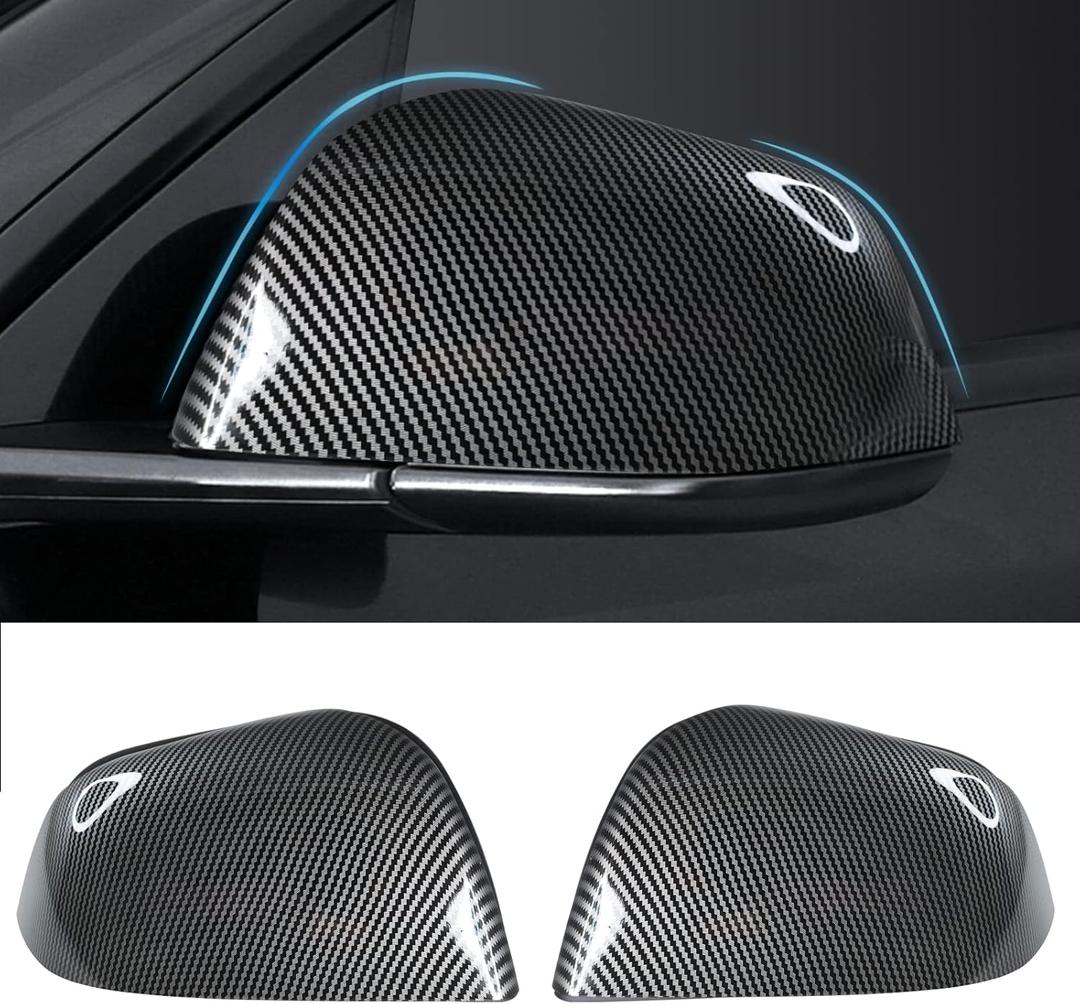 Model Y Side Mirror Cover, Mirror Cap 2 PCS Gloss Carbon Fiber Rearview Mirror Cover for Model Y (2021-2024)