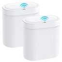 Jinligogo 2 Pack 5 Gallon Bathroom Trash Can with Lid, Automatic Motion Sensor White Trash Can, Touchless Slim Waterproof Garbage Bin for Kitchen, Bedroom, Office, and Bathroom