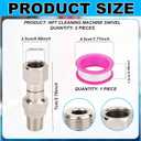 Lasuroa 2pcs 3/8" NPT Pressure Washer Swivel Fitting, Stainless Steel Rotating High Pressure Washer Adapter with Raw Tape Kink-Free Swivel Connector for Hose & Gun, 4500 PSI