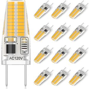 12-Pack G8 LED Bulb Dimmable, 120V 20W 25W T4 JCD Type Bi-Pin Halogen Replacement for Under Cabinet Puck Lighting, Warm White 3000K