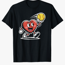 Softball red Heart Softball Player Valentine's Day T-Shirt, 2XL