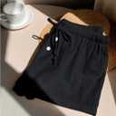 Women's Drawstring High Waisted Button Front Mini Shorts Loose Wide Leg Track Shorts Casual Lounge (Pink, L)