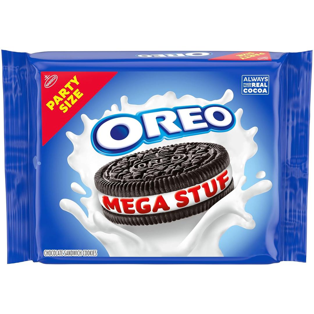 OREO Mega Stuf Chocolate Sandwich Cookies, Party Size, 1 lb 9.35 oz (25.35 Ounces)