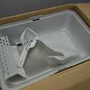 Open Small Cat Litter Box, Kitten Litter Box with Scoop Low Entry High Sides Cat Toilet Pan, Semi-Enclosed Anti-Splashing Kitty Tray for Small Space Easy to Clean(Grey)