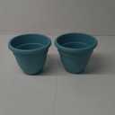 The HC Companies 6 Inch Caribbean Planter - Lightweight Indoor Outdoor Plastic Plant Pot for Herbs and Flowers, Dusty Teal 2 Pack