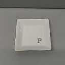 PUDDING CABIN Initial Ring Holder Jewelry Tray, Personalized P-Monogrammed Engagement Wedding Gifts for Bridesmaid, Bride, Birthday Christmas Gifts for Women, Mom, Friends, Sisters, Ceramic White