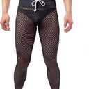 Men's Mesh See Through Pajama Breathable Long Pants Sleep Lounge Nightwear Homewear Bottoms (Black, M)