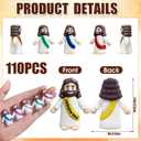 110 Pcs Little Jesus Figures, 10 Colors Mini Jesus Figurines in Bulk, Tiny Baby Jesus to Hide and Seek, Religious Christian Gifts for Easter Egg Stuffers, Sunday School Rewards & Baptism Favors