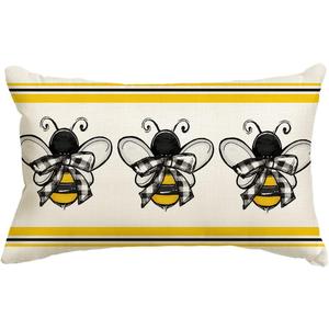 Summer Bees Throw Pillow Covers 12.5x19.5 Inch