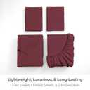 Mellanni Queen Sheets Set - 4 PC Iconic Collection Bedding - Hotel Luxury, Extra Soft, Cooling Bed Sheets - Wrinkle, Fade, Stain Resistant (Queen, Burgundy)
