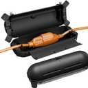 Flemoon [2 Pack] Outdoor Extension Cord Safety Cover with Waterproof Seal, Weatherproof Electrical Connection Box to Protect Outdoor Outlet, Plug, Socket, Christmas Holiday Decoration Light, Black