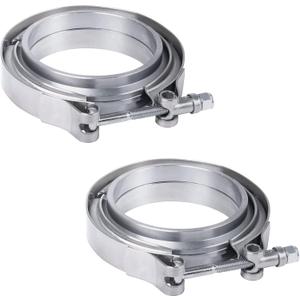 JDMSPEED New 3" V-Band Flange & Clamp Kit 2 Pcs Stainless Steel Replacement For Turbo Exhaust Downpipes (2)