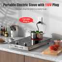 2 Burner Electric Cooktop, 12 Inch Countertop & Built-in Electrical Stovetop, 110V Electric Stove with Plug, Knob Control, 9 Power Level, 2000W(1400W+600W), 12 Inch 2 Burner Silver Konb