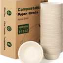 Lzerking 12oz Paper Bowls, 400 Pack - Disposable Compostable Bowls for Parties, Desserts | Microwave & Freezer Safe