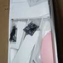 Armocity Gaming Computer Desk with Power Outlets, Gaming Desk with Hutch and LED Lights, Reversible PC Gaming Desk with Pegboard, Carbon Fiber Pink, 47"