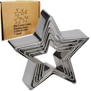 Antallcky Star Cookie Cutter Set-15 pcs 2 Pack Stainless Steel Five-pointed Star Biscuit Molds Fondant Cake Cookie Cutter Set Pastry Mold-for 3d Christmas Tree/Linzer Cookies