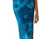 PRETTYGARDEN Women's Floral Bodycon Maxi Dress Summer Beach Sundress Sleeveless Spaghetti Strap Wedding Guest Dress (Blue, L)