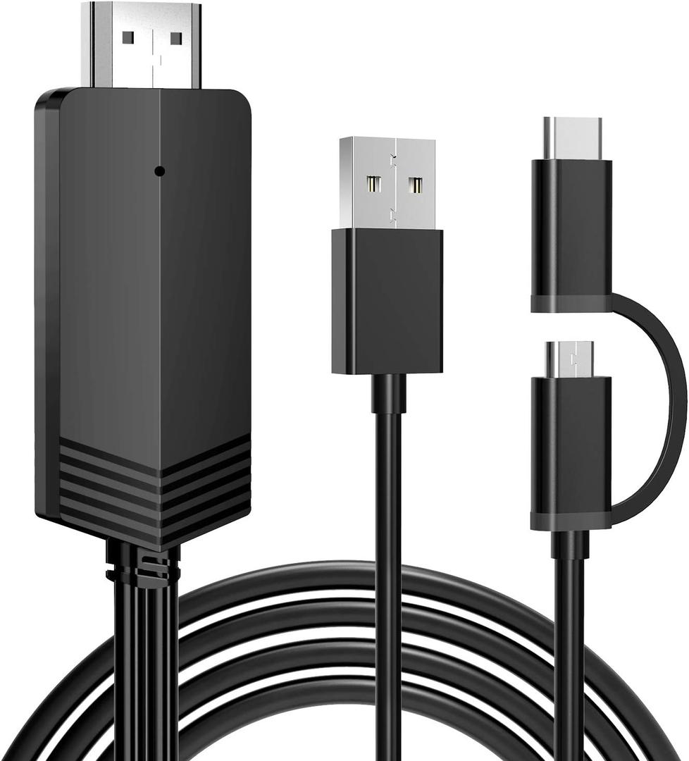 Weton 2-in-1 USB Type C Micro USB Android Phone to TV HDMI Cable, MHL to TV HDMI Adapter 1080P HDTV Mirroring & Charging Cable for Android Smartphone Tablets to Projector Monitor, 6.6ft