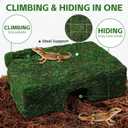 M Size Green Reptiles Cave Hide, Lizard Moss Hideout with Safe Shelter, Handmade Snake Cave Hut for Themed Terrarium Ideal for Gecko Hamster Snake Rest & Hide