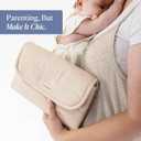 Toddlekind Mini Maven Portable Changing Pad  Organic Cotton & Water-Resistant Polyester  Travel-Friendly, Foldable Change Mat  Blush Stripes with Wave Stitching  Chic, Durable, Easy to Clean