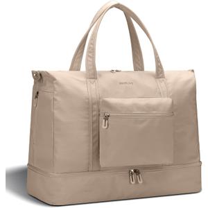 2 x Women's Weekender bag Travel Duffel Bag with Shoe Compartment 21-inch Airline-Approved Carry-On, 2-Piece Overnight Bag Set Personal Item Luggage