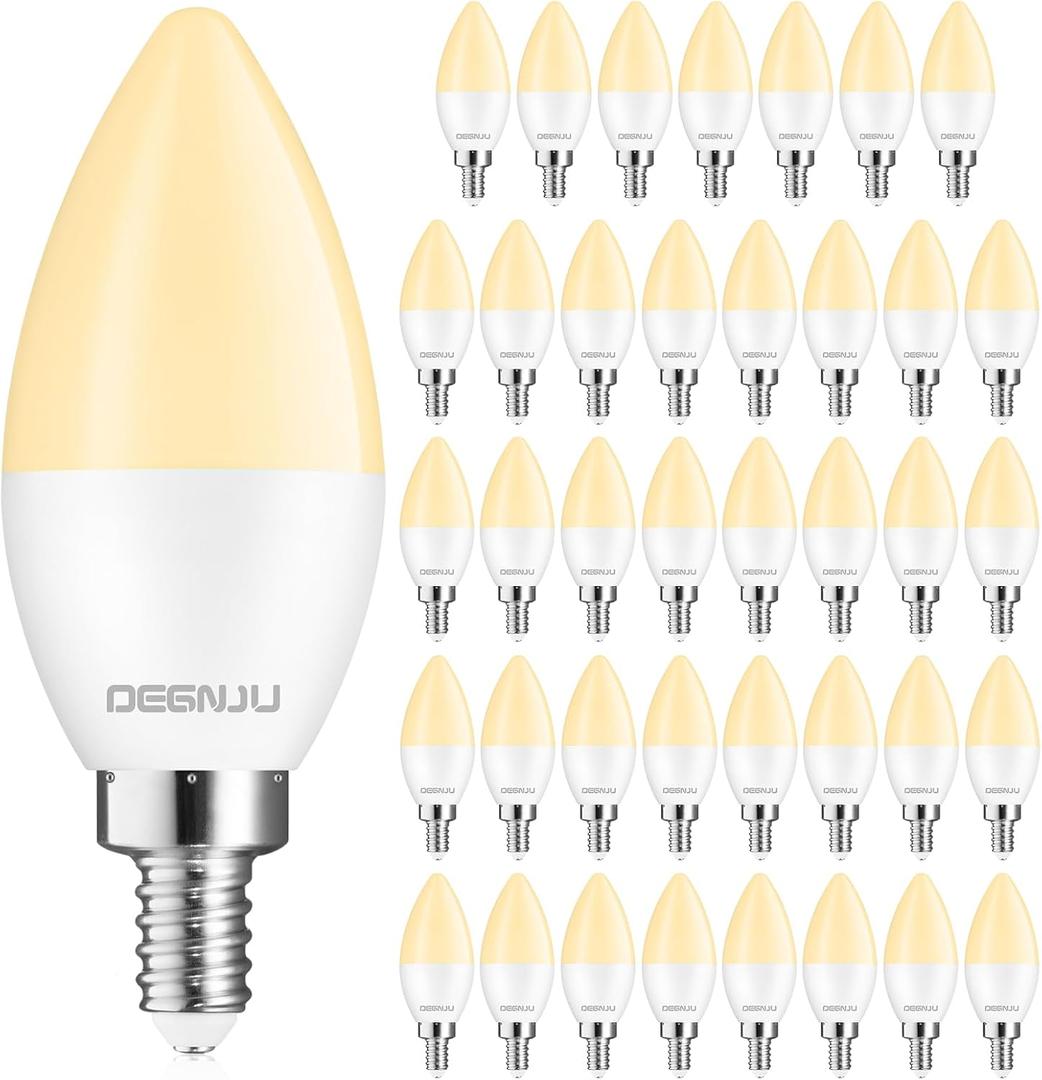 40 Pack LED Candelabra Light Bulbs 60W Equivalent, Chandelier Light Bulbs Soft White 2700K, E12 LED Bulb, Type B Light Bulb 5.5W, Candelabra Base, 120V, B11 Candle Light Bulb, Non-Dimmable