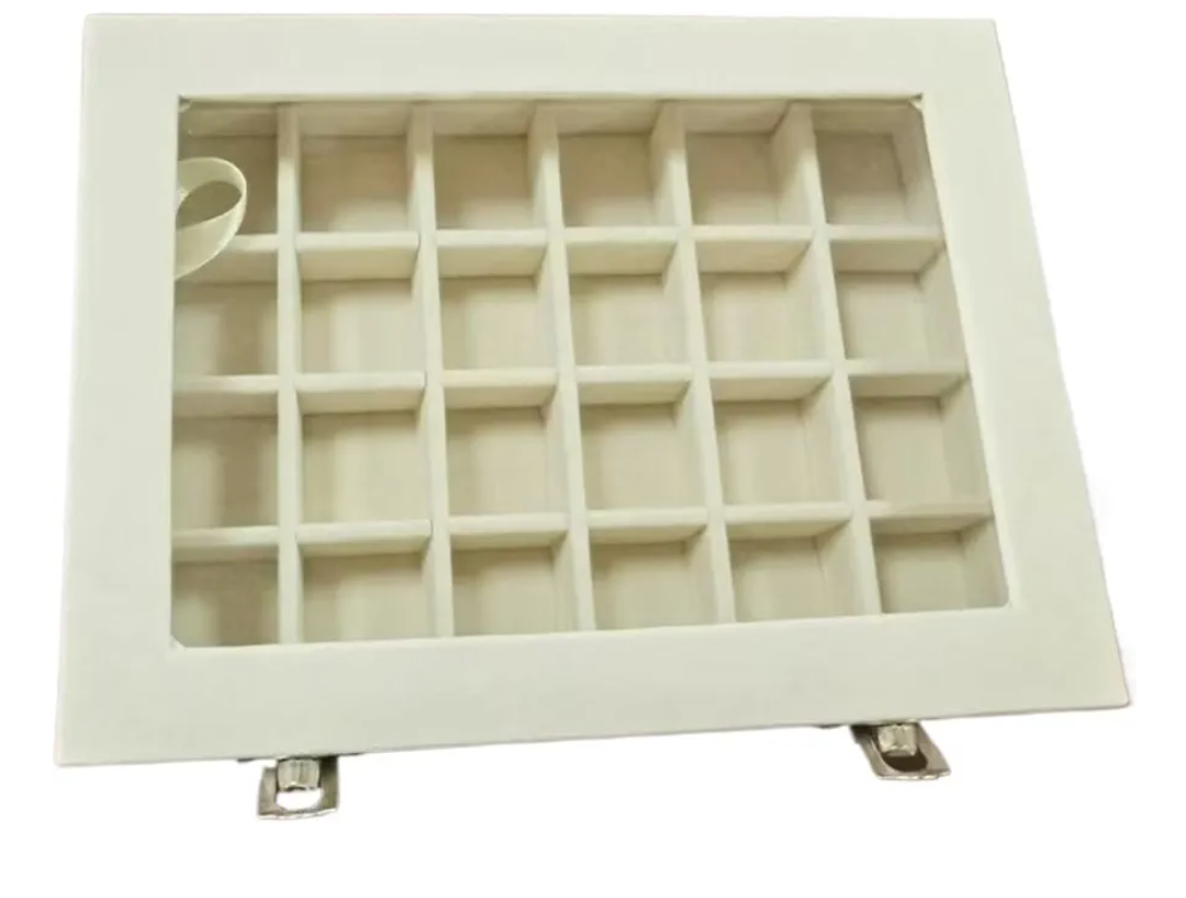 Transparent Flip Lid Storage Box, Multi-Compartment Organizer For Earrings And Rings(Beige)