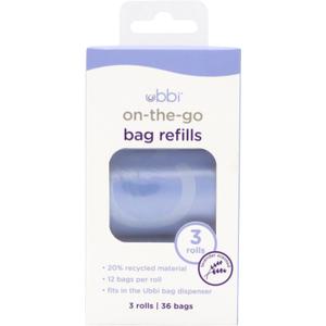 Ubbi On The Go Waste Disposal Bags Refills Value Pack, Lavender Scented, 6 Roll Refills, Baby On The Go Essentials, 2 packs