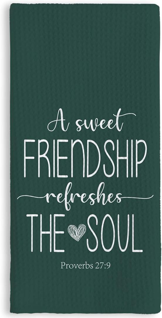 TNUW Christian Gifts Kitchen Towels 16x24In, Religious Friendship Gifts for Women, Hand Tea Towels for Kitchen Bathroom Decor (Bottle Green)