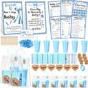 Dunzoom 461 Pcs Funny Baby Shower Games with Prizes for Guests Game Player Winners Gifts Include Plastic Tumbler Notebook Ballpoint Pen Gift Bag, All in One Set(Blue)
