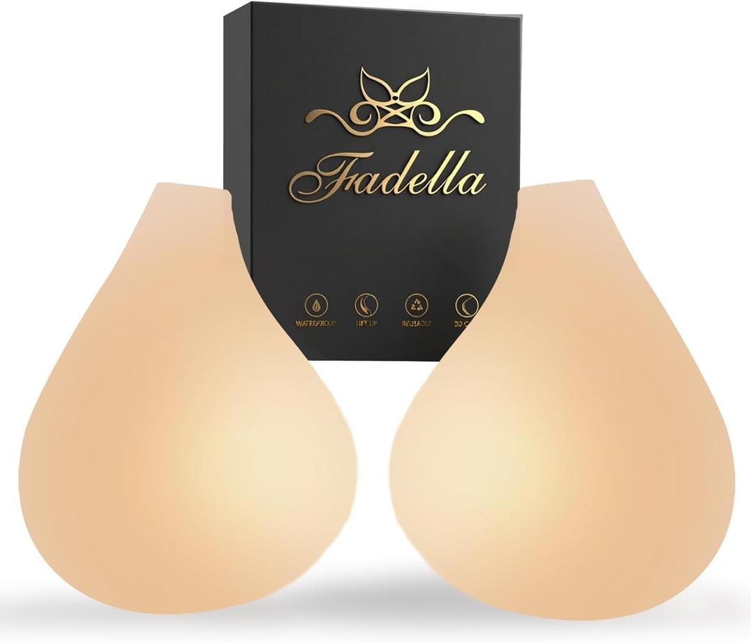 Sticky Push UP Bra, Silicone Adhesive Nipple Covers for Women, Invisible Strapless Breast Pasties, L Nude (L)