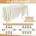 Lounsweer 8 Packs Satin Tablecloth 102 x 58 Inches Rectangle Table Cover Silk Smooth Fabric Party Table Cloth for Rectangle Parties, Holiday Dinner Wedding Banquet Decoration(Ivory)