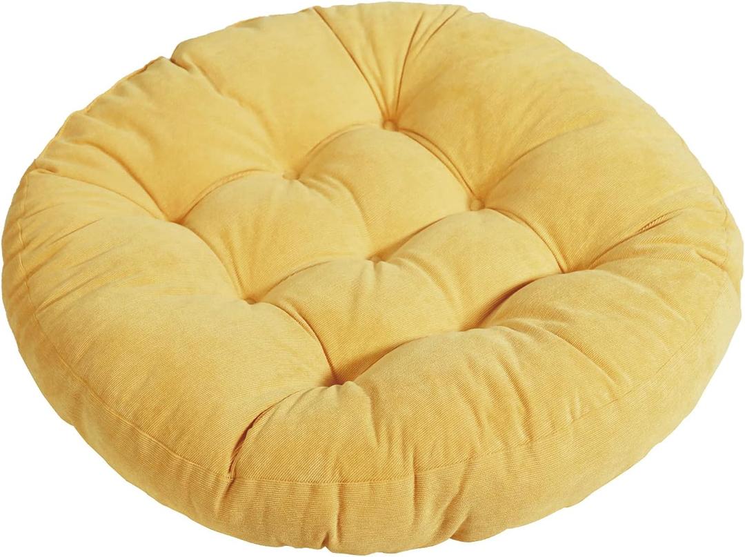 Tiita Floor Pillows Cushions Round Chair Cushion Outdoor Seat Pads for Sitting Meditation Yoga Living Room Sofa Balcony 22x22 Inch, Yellow (1 Count (Pack of 1))
