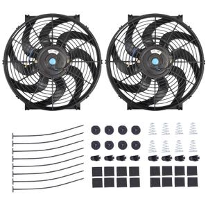 14" Electric Radiator Cooling Fan Mounting Kit, 12V Cooling Radiator Fan with 90W 900 CFM Slim High Performance Universal (Black 2PCS)