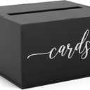 Heather & Willow Rustic Wooden Card Box with Lid | Wedding & Baby Shower Decoration - Black