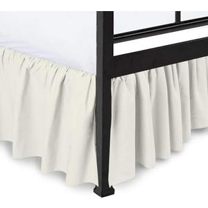 Peace Sleep Bedding - Ruffled Bed Skirt with Split Corners, Ivory, Queen 16 Inch Drop Bedskirt, Hotel Quality Brushed Microfiber Wrinkle Free Dust Ruffle Bed Skirt Queen Size