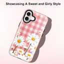 Girls Cute Case for iPhone 16, Large Daisy Women Phone Cases | Dual-Layer Shockproof Protection