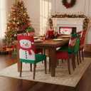 Boao 6 Pcs Christmas Themed Chair Covers Xmas Chair Decorations Christmas Slipcovers for Xmas Party Dining Home Decor