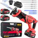 Cordless Reciprocating Saw 21V Brushless Motor with 2x4.0Ah Batteries, 3500 SPM High-Speed Cutting, 8 Premium Blades for Wood, Metal, PVC Pipe, Lightweight & Professional Power Tool