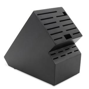 20 Slot Knife Block Storage without Knives,Acacia Wood Universal Knife Holder for Kitchen Countertop,Large Butcher Block Organizer,Easy Kitchen Knife Storage (Black)
