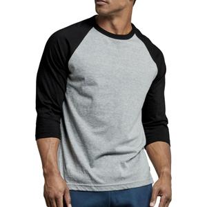 Blue Lemon Men's Cotton 3/4 Sleeve Baseball Raglan TEE Shirt (Gray, M)