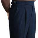 Men Trousers Vintage Tweed Blend Pants Herringbone Slim Fit Pleat-Front Pant Navy30W×30L (Blue)